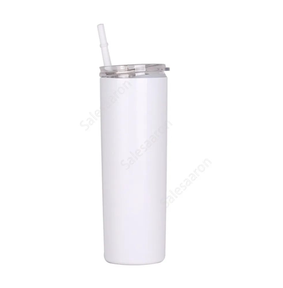 Vasos de sublimación de 20oz, vasos rectos en blanco, blanco, acero inoxidable 304, con aislamiento al vacío, taza delgada DIY, tazas de café para coche, envío marítimo, 200 Uds., DAS471