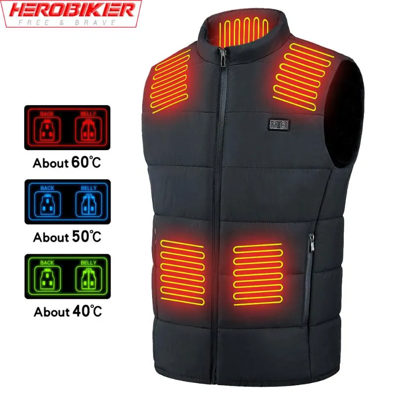 Moto Vêtements Zones Gilet Chauffant Pour Hommes Femmes Usb Veste Banque De Puissance Chauffage Électrique Thermique Chasse Hiver Mode Noir M-3XLMotorcyc