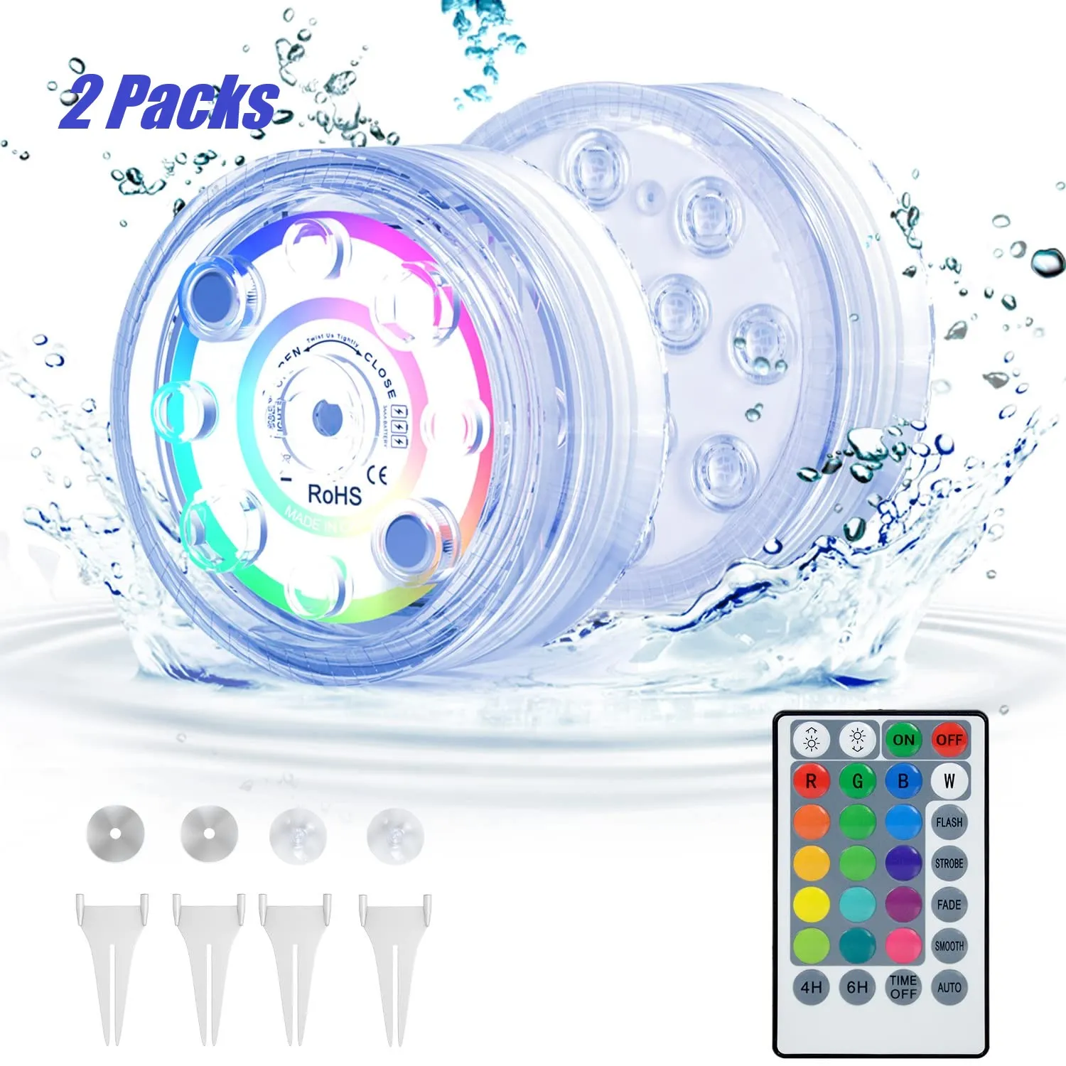 Pond Light 2 Packs Underwater Lights 13 LED Beads 4 Changing Modes ...