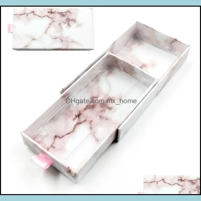 New Marble Design 3D Eyelashes Box False Eyelashes Packaging Empty Lash Case Custom Logo Eyelash Box without Eyelashes SN3580