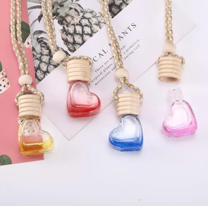 Heart Perfume Bottle 5ML Empty Hanging Car Perfume-Bottle Cars Air Freshener Love Perfume-Pendant Bottles For Smell Essential Oil SN6410