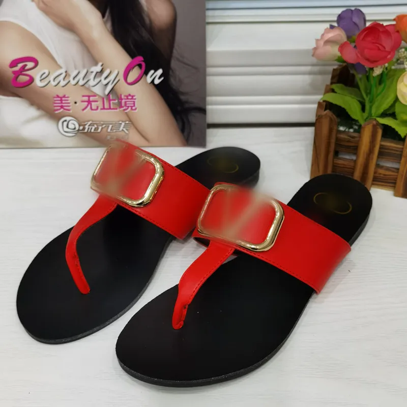 womens Slippers fashion Black 10mm Marmont Leather Thong Sandals adults unisex beach causal slippers size euro 35-45