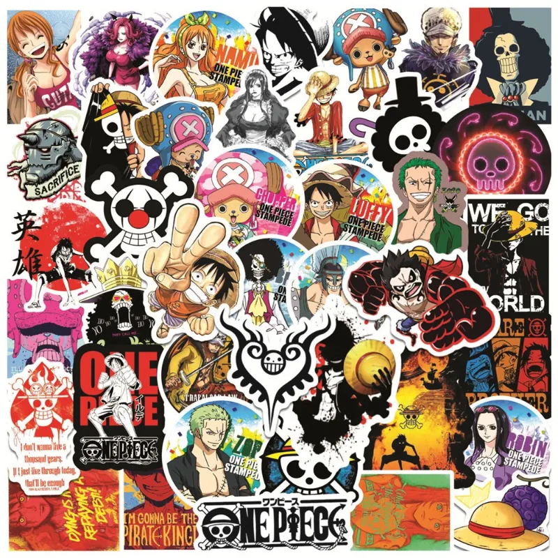 50/100Pcs One Piece Luffy Stickers Anime Sticker Notebook Motorcycle  Skateboard Computer Mobile Phone Cartoon Toy