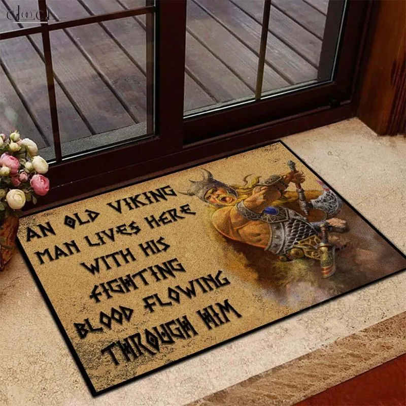 Carpets Viking God Of War Symbol Doormat Decor 3D Print Nonslip Absorbent Carpet For Bathroom Home Living RoomCarpets