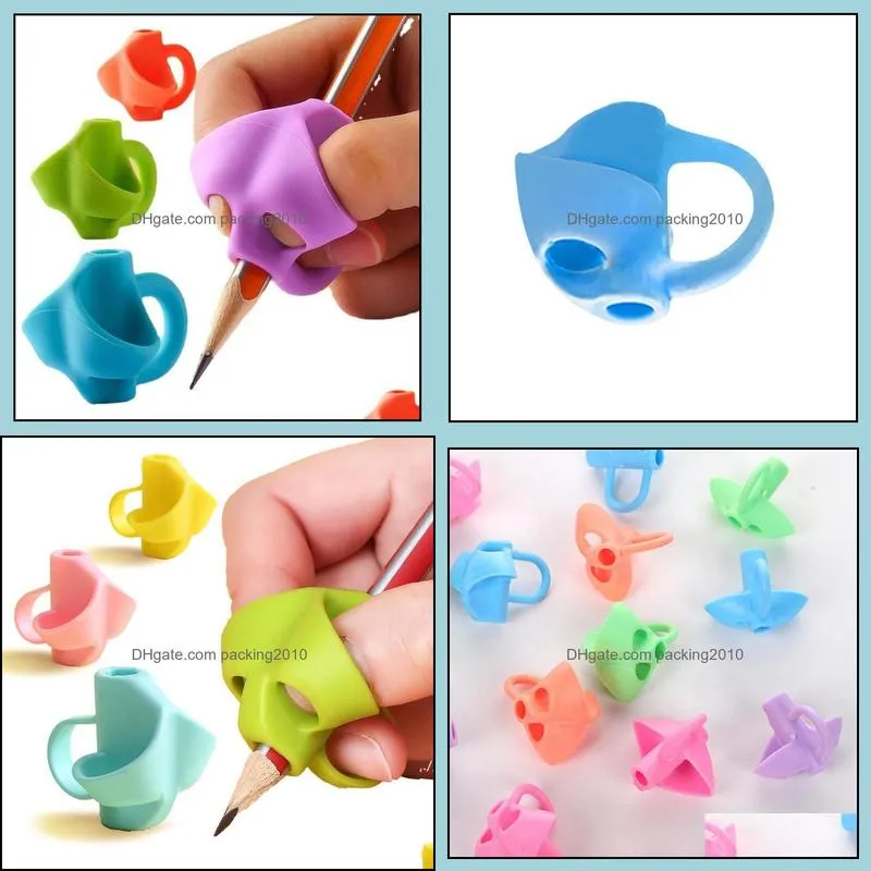 silicone pencil grip school supplies children pupil beginner artifact pen holder durable write green learning toys pae10797