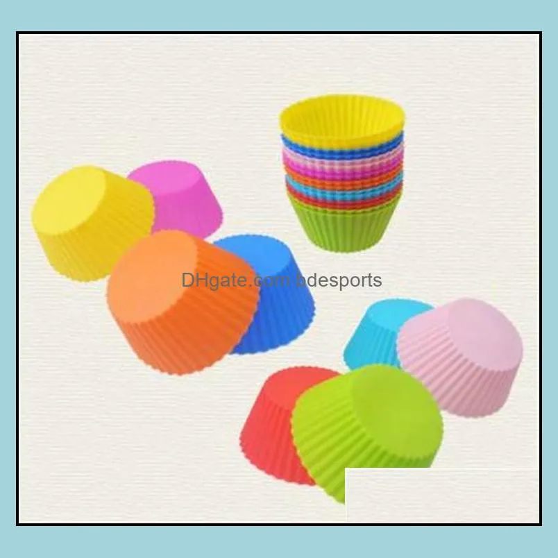8 colors Round shape Silicone Muffin Cupcake 7CM Mould Bakeware Maker Mold Tray Baking Cup Liner Baking Molds RC8303