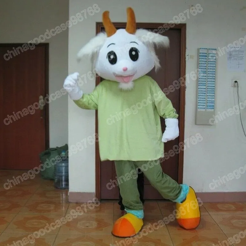 Performance Costume de mascotte de chèvre blanche Halloween Noël Robe de soirée fantaisie Personnage de dessin animé Costume Carnaval Unisexe Adultes Tenue