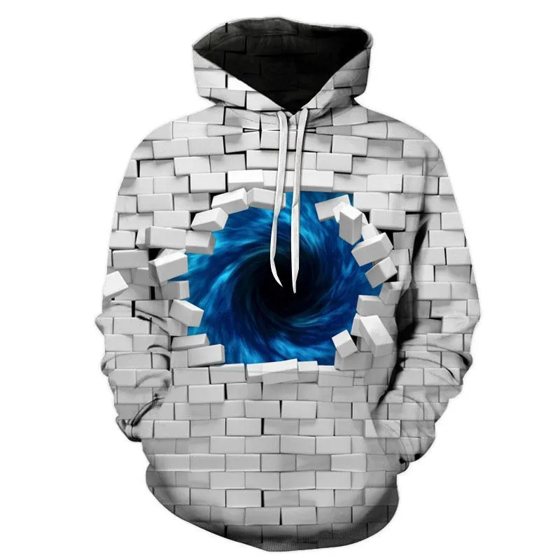 Erkek Hoodies Sweatshirts Yaratıcılık Girdap Grafik Deseni 3D Baskılı İlkbahar ve Sonbahar Hip Hop Gündelik Uzun Kollu Kapüşonlu Külkü Büyük Boy