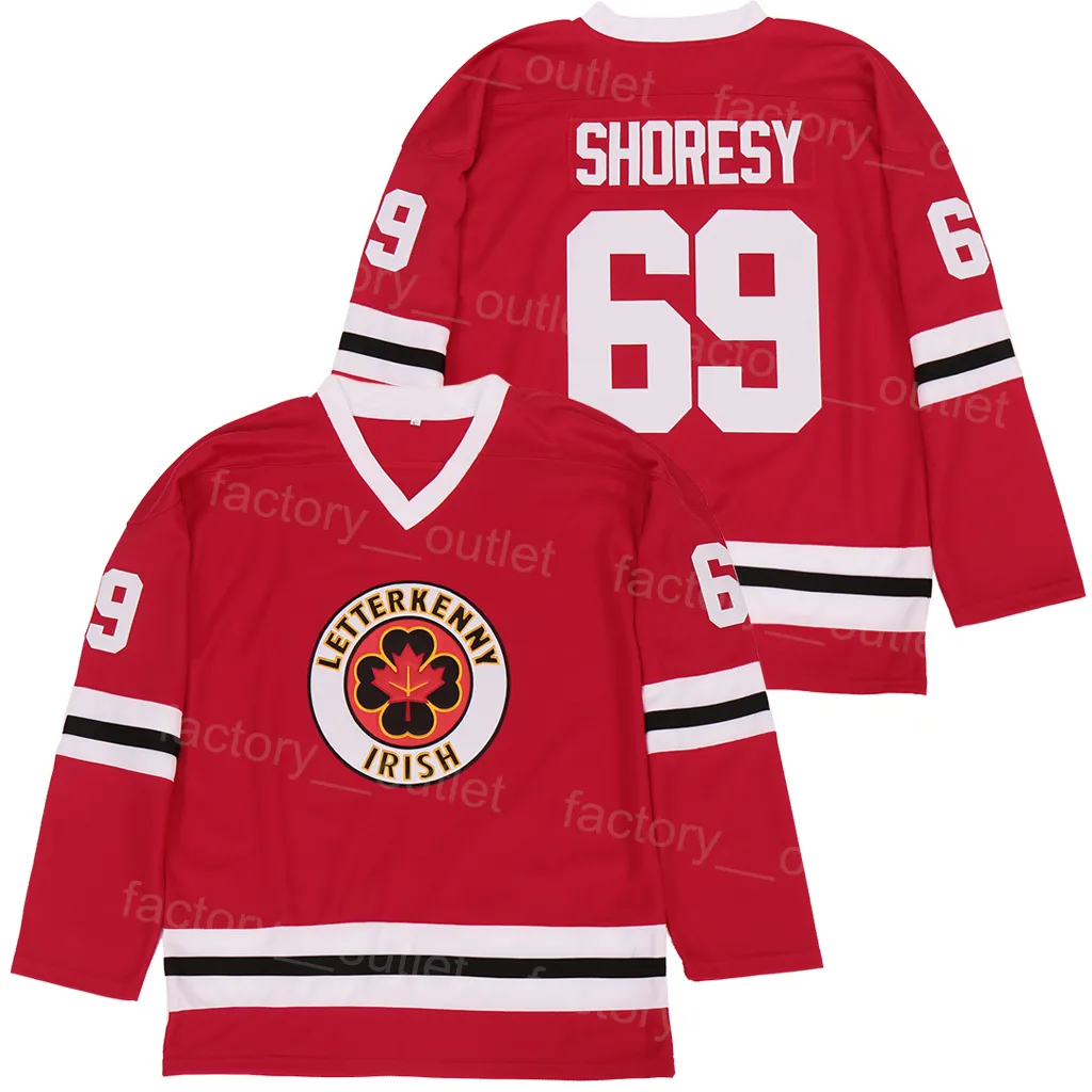 Men College Series Irish Letterkenny 69 Shores Vintage Hockey Jersey Filme Team Color Red All Stitched For Sport Fãs Vintage University Pure Cotton Size S-xxxl