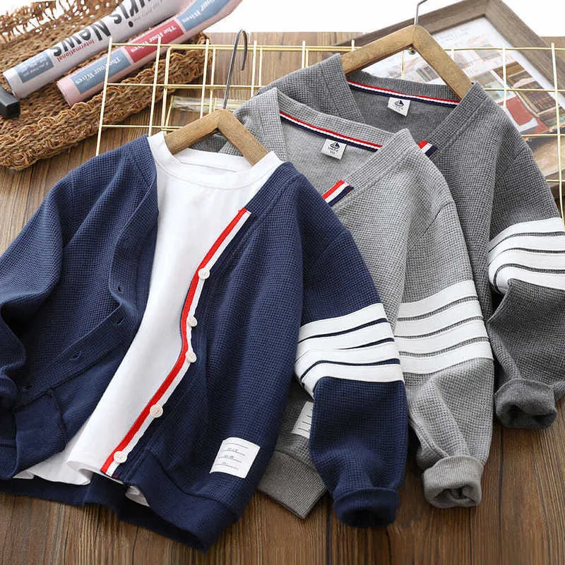 Cappotto cardigan da ragazzo Primavera e autunno Bambini medi e grandi Casual Top coreano Super maglieria stile occidentale