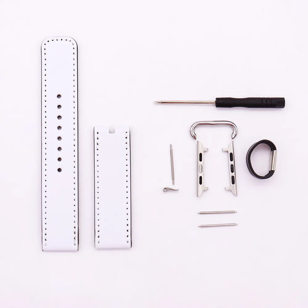 Sublimazione Cinturino in pelle bianca per Apple iWatch 1/2/3/4/5 Cinturino sostitutivo con connettore 38 40 42 44