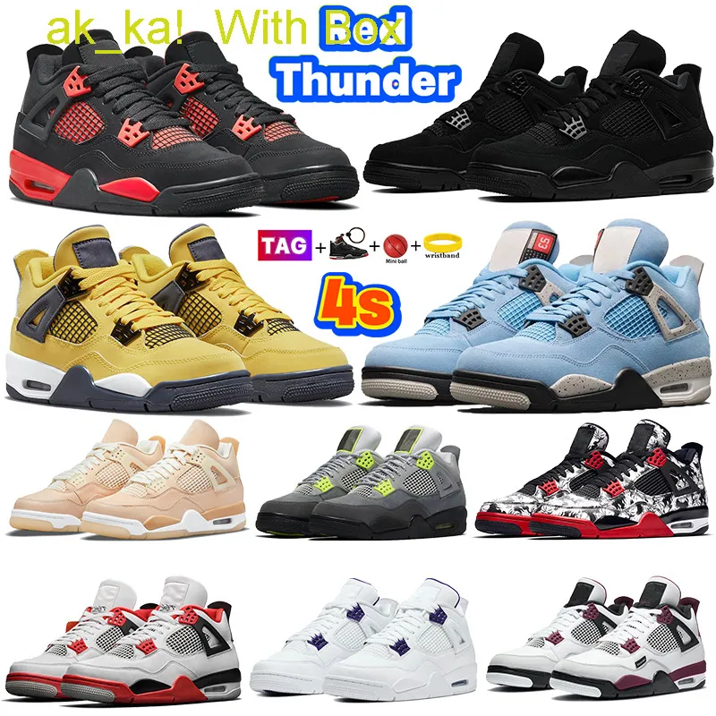 Free Box 12days Get Shoes Newest 4 Basketball Shoes Fire Red Thunder 4s