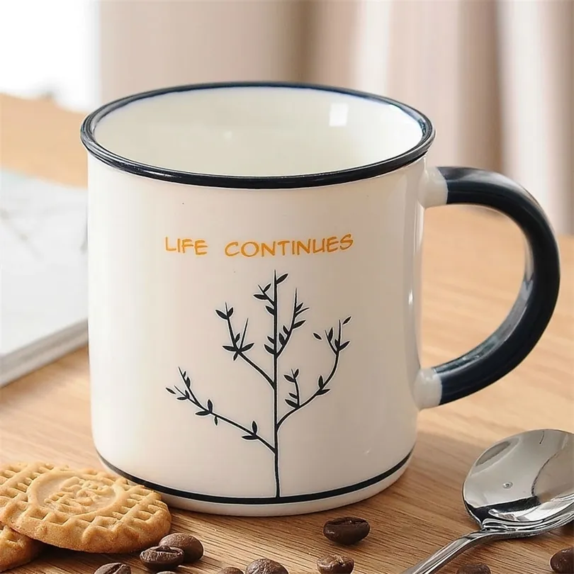 Краткая мультипликационная кружка кофейная чашка керамическая молочная чашка эмалевая чашка для мультфильма Кубка дня рождения подарки для кофейных кружек T200506 T200506