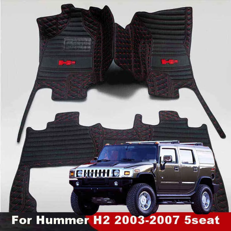 Wodoodporne maty podłogowe samochodowe dla Hummer H2 2003-2008 5SEAT SUV skórzana Wszystkie dniowe antypoślizgowe Auto Dywan Pokrywa Podkładki Liner Foot H220415