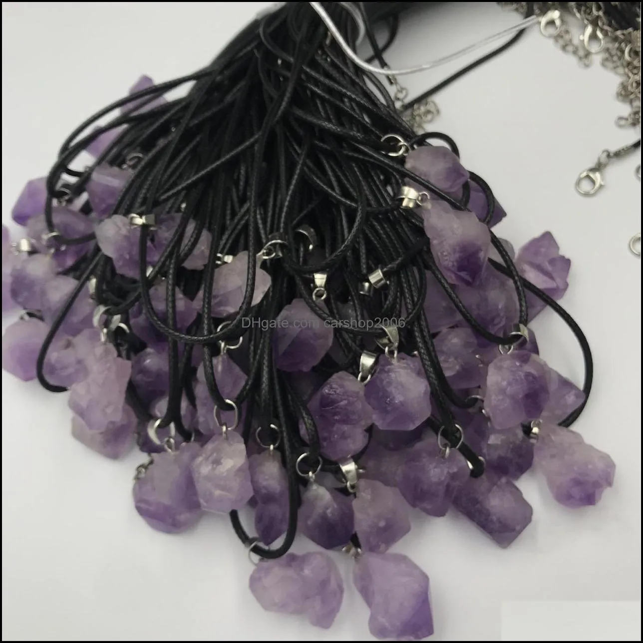 natural crystal pendant amethyst rough stone necklace wholesale