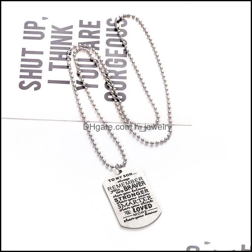 stainless steel necklace always son mother father kids family love necklace color silver tag engraved pendant necklace hjewelry