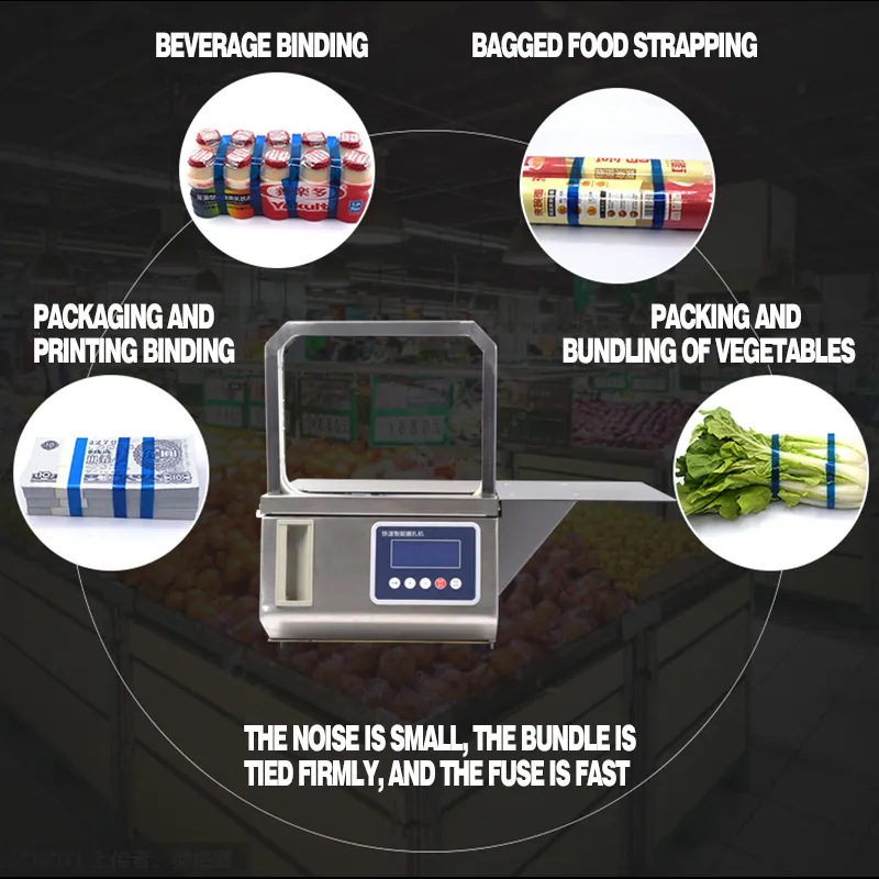 Machine automatique d'emballage de cerclage de bandes OPP, haute efficacité 22x17CM, Machines intelligentes pour attacher les légumes dans les supermarchés