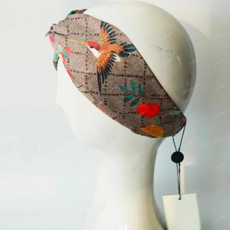 Projektant jedwabny krzyż z pałąkiem na głowę kobiety dziewczyna opaski do włosów Retro Turban litery Headwraps prezenty dla kobiet Hummingbird G2204153Z