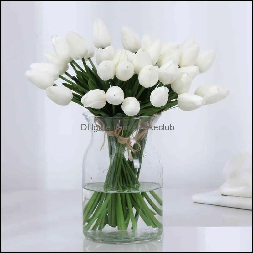 10pcs/set Artificial Tulip Calla Lily Simulation PU Fake Flower Wedding Decoration Party Hotel Home Decor Plants