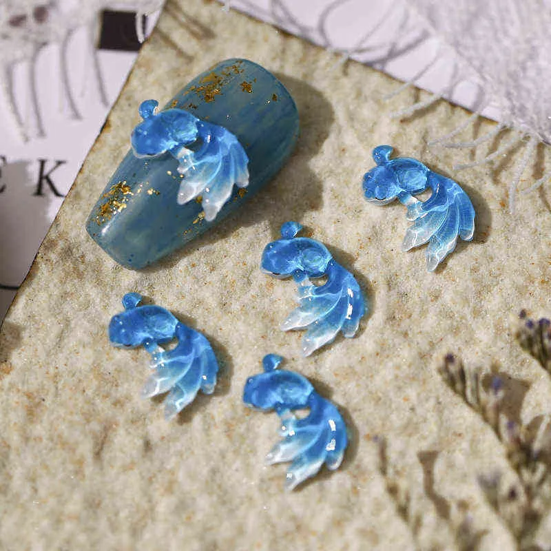 Colorful Jelly Sculpin Fish Resin Charms For UV Gel Manicure