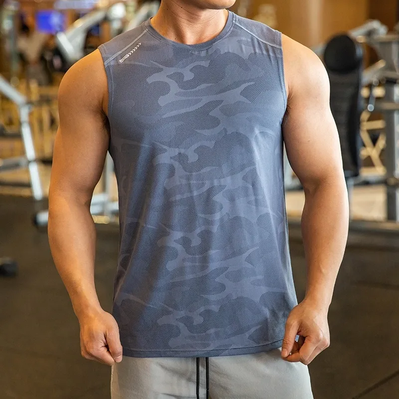 Summer Mens Fitness Gyms Tank Top Men Fitness ärmlös skjorta manlig andas sport väst underflygplan Gym som kör W220426
