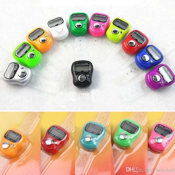 Mini Digital LCD Electronic Ring Handhållen Finger Golf Tally Counter Keokeeper Scoring Tool Counters Score Stroke Stitch Marker Plast Row Counter