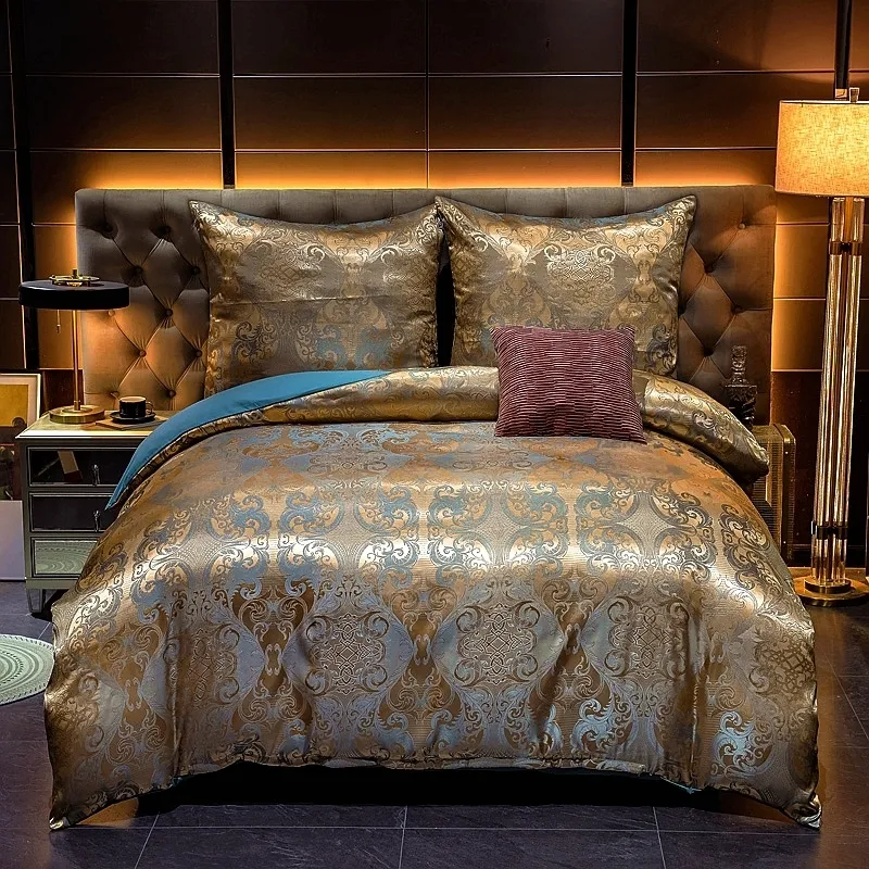 Jacquard Weave Duvet Cover Bed Euro Bedding Set för dubbel Hem Textil Lyx Pillowcases Bedroom Contant 220x240 No Sheet 220321