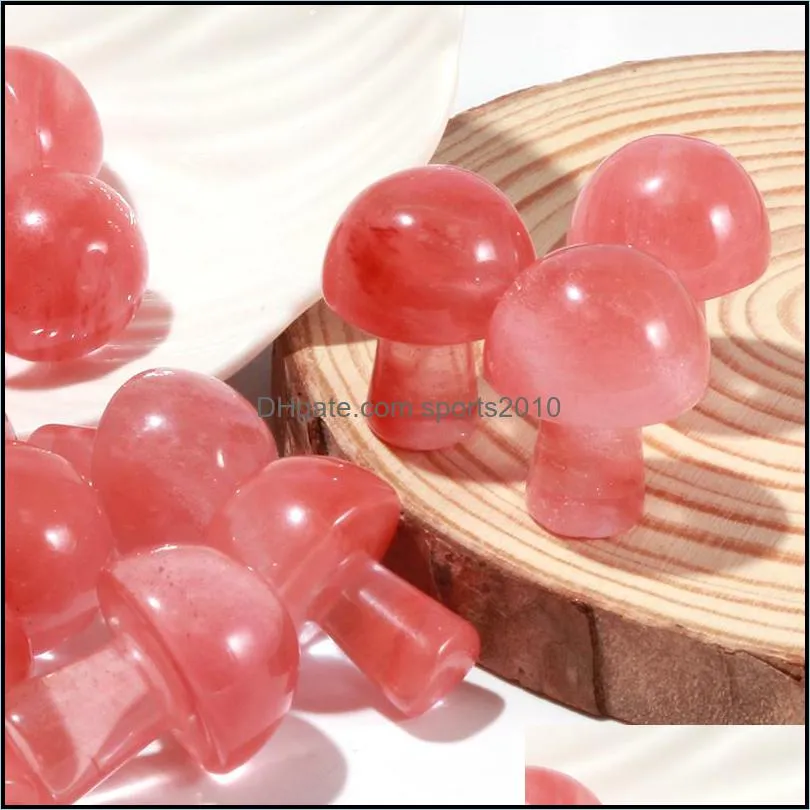 20mm mini watermelon red glass stone mushroom plant statue ornament carving home decoration crystal polishing gem sports2010