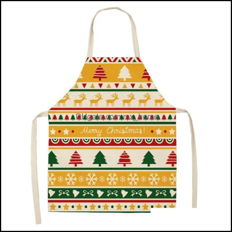 creative christmas printed women kitchen aprons waterproof cooking oil-proof cotton linen antifouling chef apron