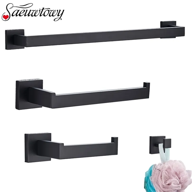 Fashion Bath Bathroom Towel Rack Toilet Paper Holder Bathroom Hook Bathroom Accessories Paper Holder Toothbrush Four piece T200425