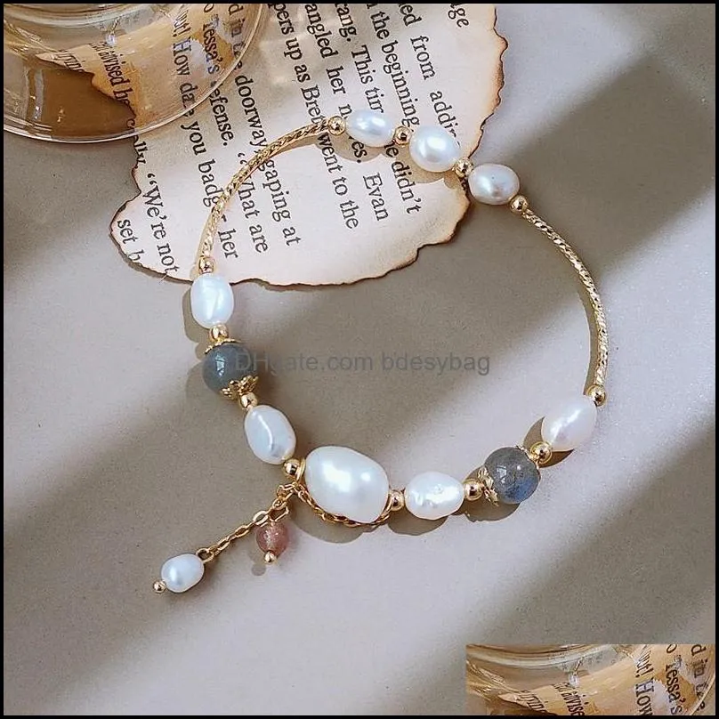 link, chain 1pc original handmade natural freshwater pearl moonstone bracelet korean version of wild temperament simple jewelry women