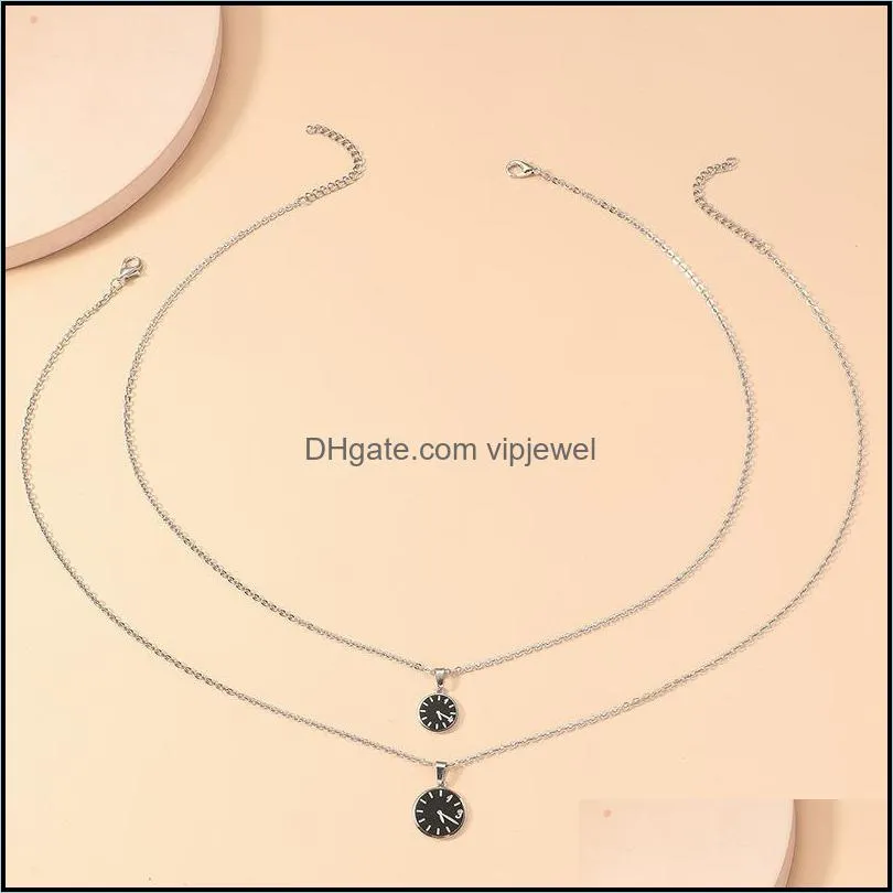 pendant necklaces fashion 520 clock couple necklace creative women and men keepsake a pair of collarbone chainspendant