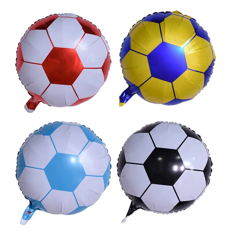 6 globos de fútbol, decoraciones de fiesta de fútbol, globos de aluminio de  18 pulgadas, decoraciones de cumpleaños de fútbol negro, suministros de