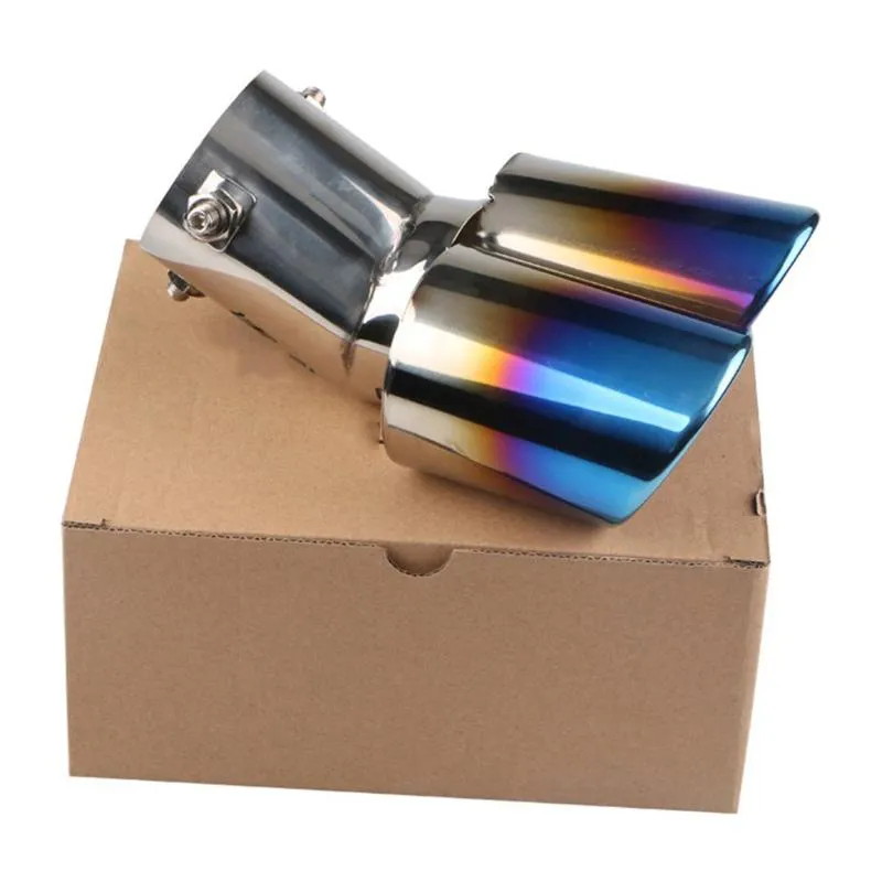 Manifold & Parts Universal Exhaust Muffler Pipe End Stainless Steel Car Round Mouth Double Tail Throat PipeManifold