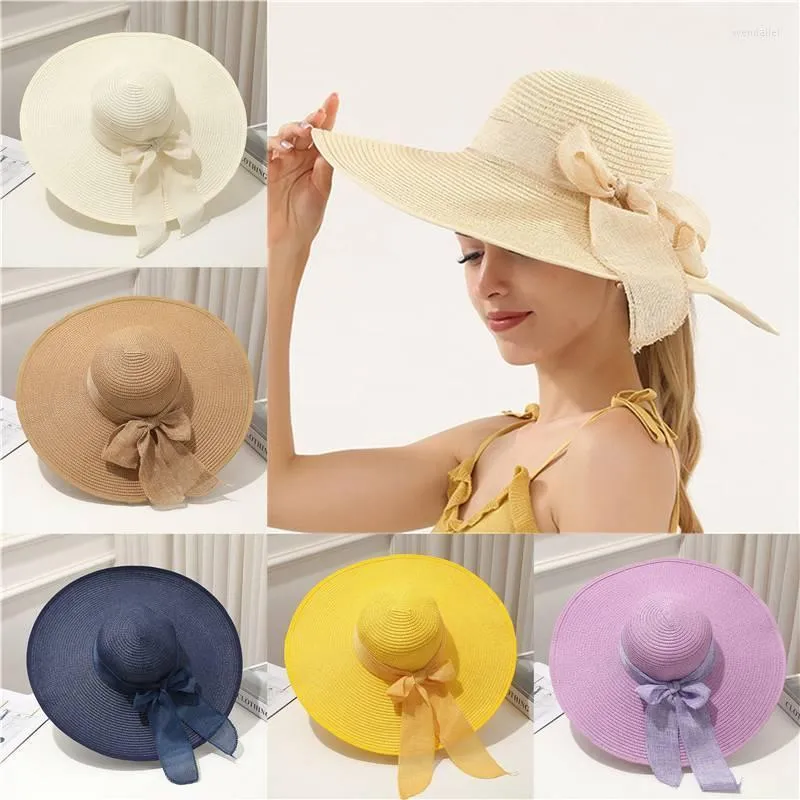 Brede rand hoeden stro hoed dames inklapbare strand boog groot voor comfort en ademend vermogen WIDE22