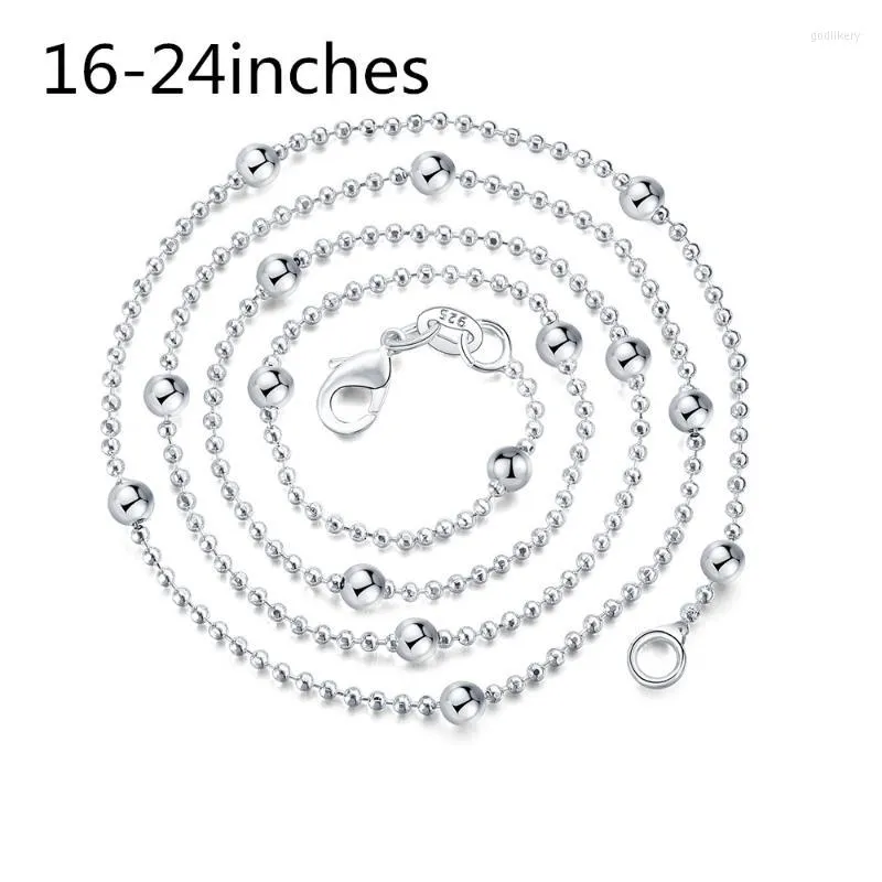 Kains Koreaanse mode 925 Stamped Silver Charms Round kralen ketting ketting voor vrouwen 16-24 inch feest bruiloft sieraden accessoires Giftchains