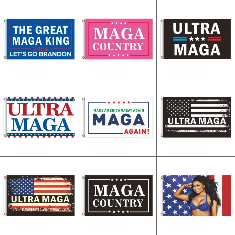 Gör amerikansk stor igen flagga 2024 oss Trump Election Flags Ultra Maga Campaign Digital Printed Polyester Banner 11sq H1