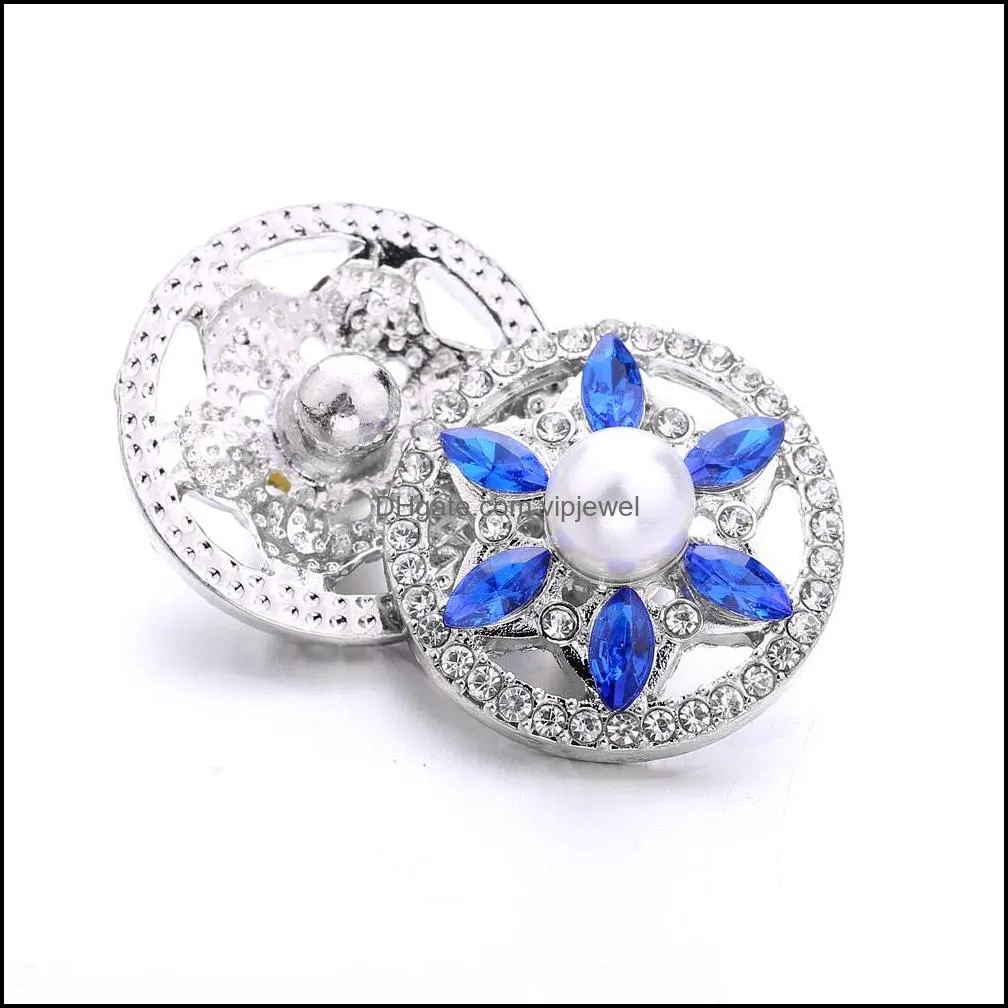 flower shape crystal snap button clasps jewelry findings rhinestone 18mm metal snaps buttons diy necklace bracelet jewelery