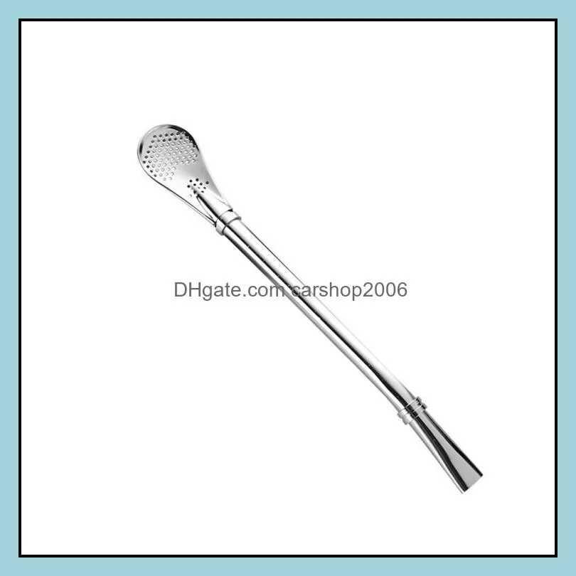 304 stainless steel tea spoon infuser strainer filter food grade metal spoon straw bombilla drinking tools