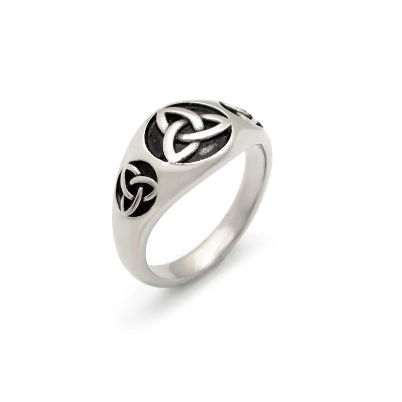 316 Stainless Steel Silver Religious Irish Celtic Knot Ring Jewel ancient Celt Rings For Women Lady Men Rock Jewellery