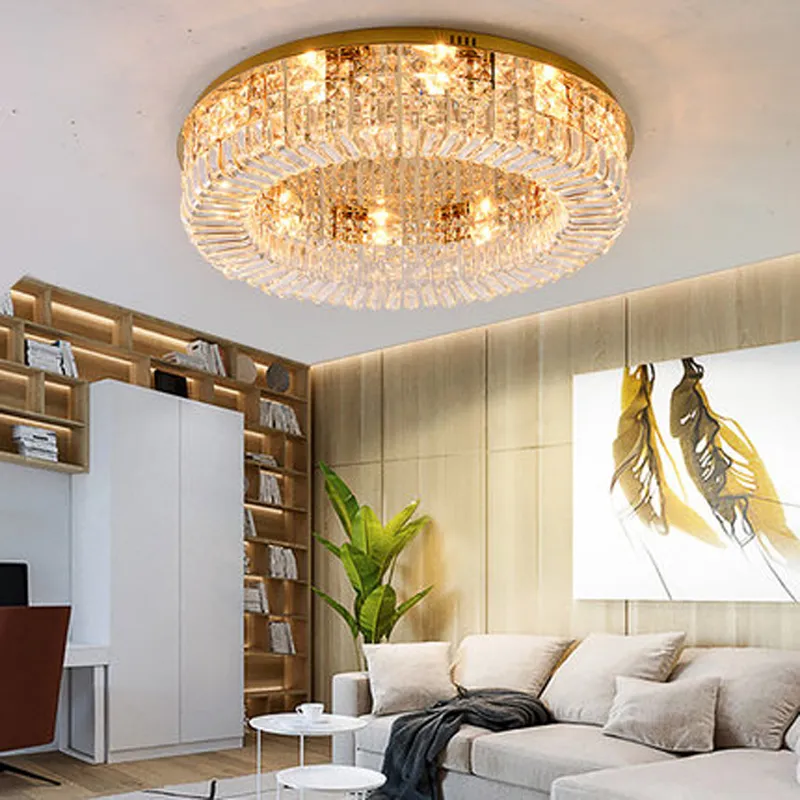 Gold Flush Mount Ceiling Light Modern Crystal Ceiling Light