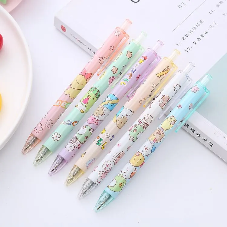 젤 펜 48 PCS/LOT KAWAII SUMIKKO GURASHI PRESS PEN 귀여운 0.5mm 블랙 잉크 시그니처 홍보 선물 문구 학교 용품