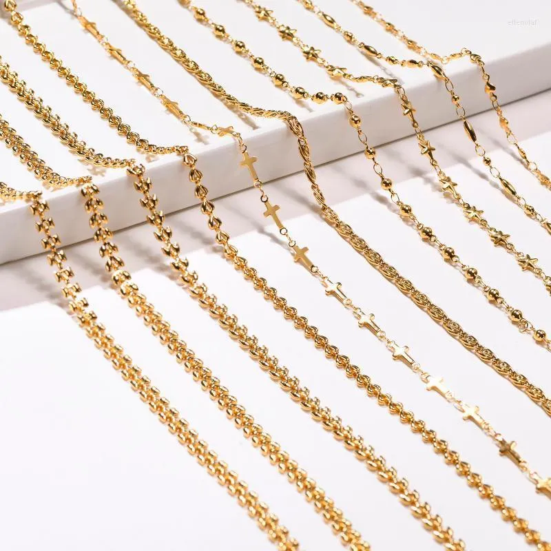 Chains Women Delicate Satellite Chain Clavicle Choker Necklaces Chic Golden 18 K Plated Stainless Steel Neck Collar Gifts JewelryChains Elle