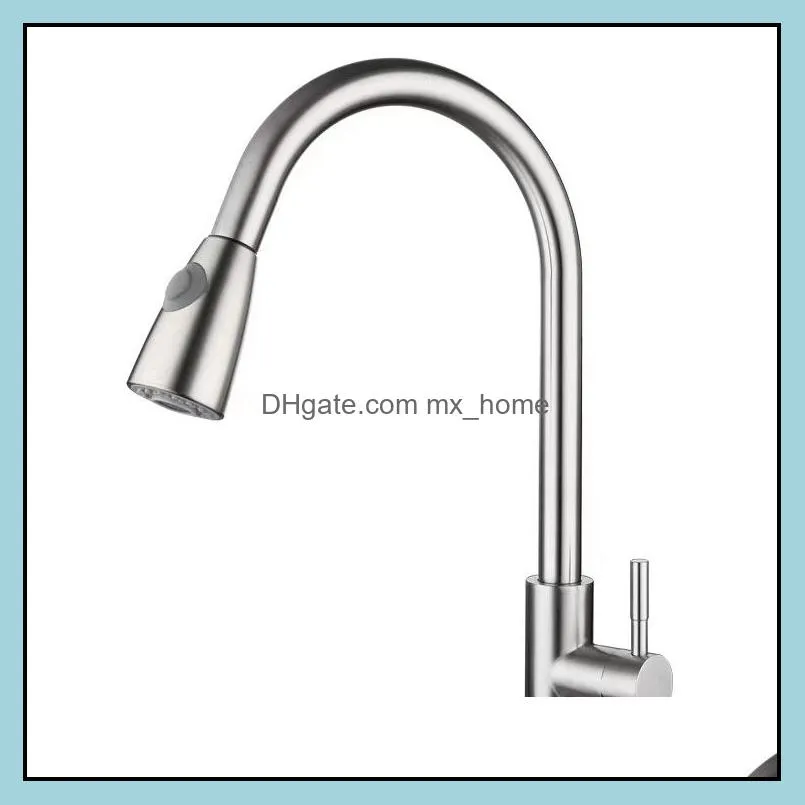Kitchen Faucet Brushed Gold And Multicolor Pull Out Water Mixer Tap Single Handle Rotation Shower Faucets