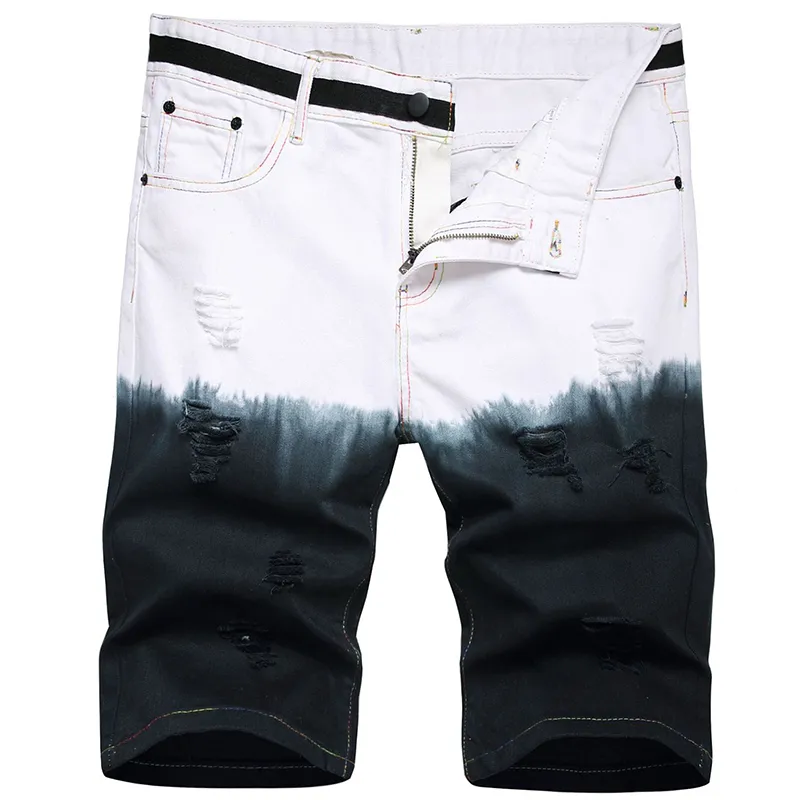 2022 летние новые мужчины повседневные разорванные шорты Градиент личности висящие джинсовые шорты мужские брюки панталоны корта