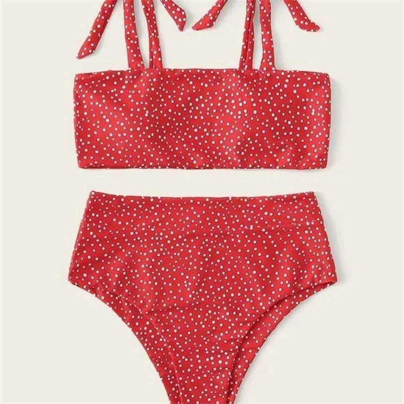 Cikini New Women S Sexy Fashion Polka Dot Bikini Strap Retro Split Beach Push Up Brasilianischer Badeanzug 210319