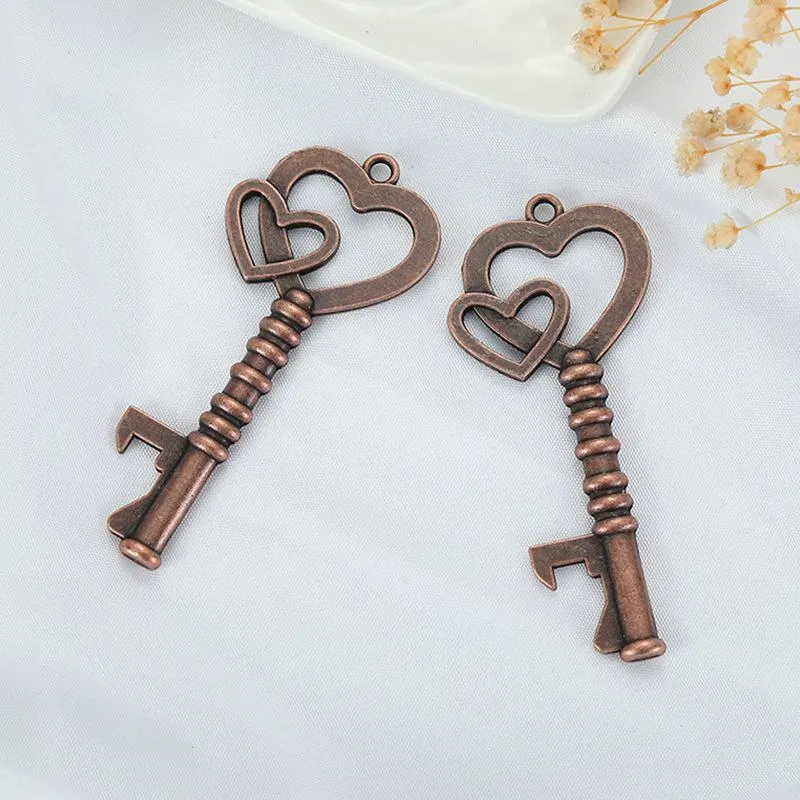 Vintage Key Double Heart Bottle Opener Wedding Pendant Beer Opener Festival Souvenir Gift Wedding Party Favor LX4654