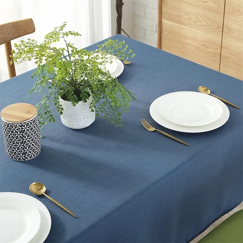 Coton Lin Tissu imperméable Table à manger Chiffons Vêtements Couverture Tissu Rectangulaire Table Nappe Nappes Nappe T200107