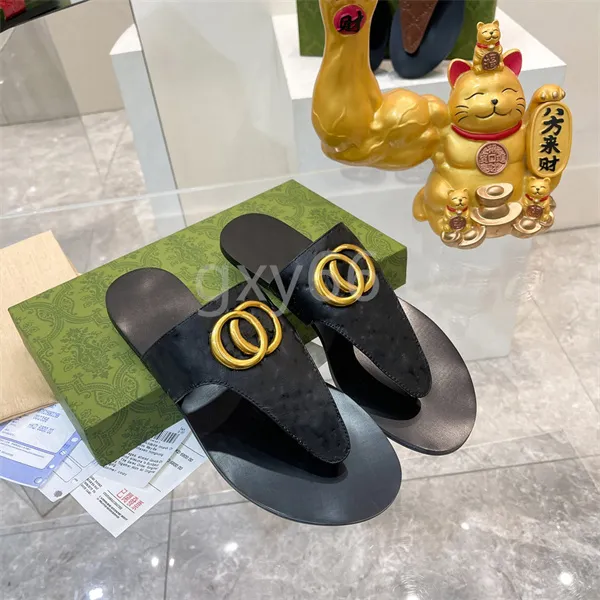 Zomer Slipper Designer Slide Zomer sandalen Mode Mannen Strand Indoor Platte Slippers Leer Dame Vrouwen Schoenen Dames Slippers Maat 35-46 DOOS