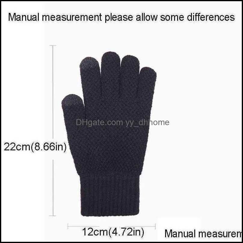 textile non-slip touch screen thicken warm solid color knitted gloves stretch glove imitation wool full finger outdoor skiing cycling